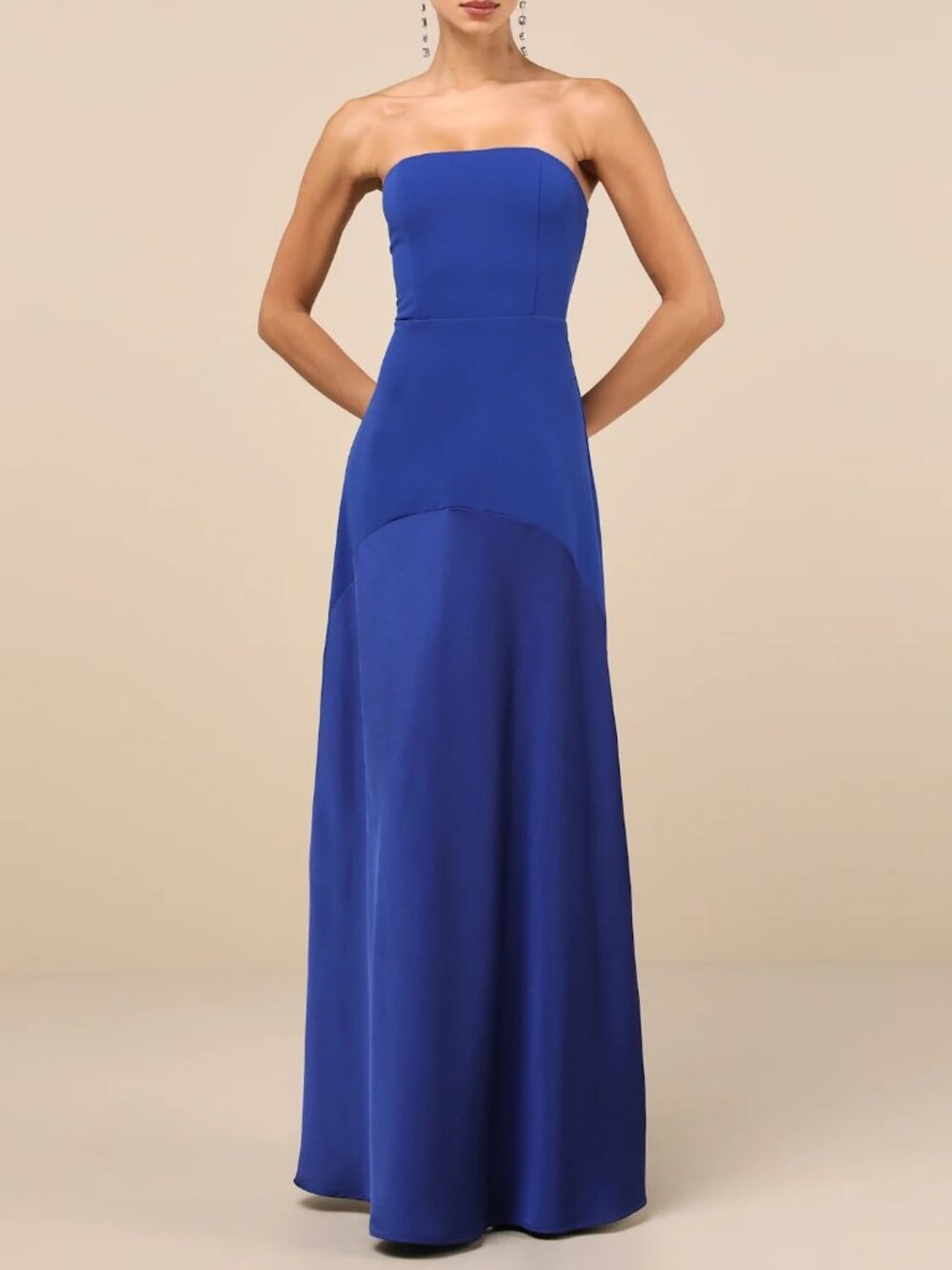 Lulus Compelling Style Royal Blue Strapless A-Line Maxi Dress Size XL